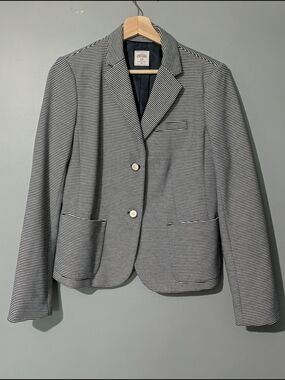 Gap The Academy Women's Navy Pin Striped Two-button Blazer Dark Academia